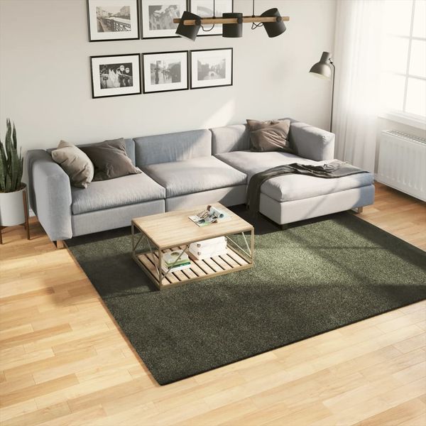 vidaXL Teppich HUARTE Kurzflor Weich und Waschbar Waldgrün 240x240 cm 375101