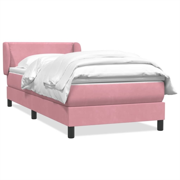 vidaXL Boxspringbett mit Matratze Rosa 100x220 cm Samt 3317480