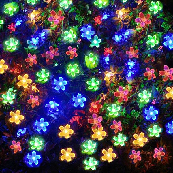 Salcar LED Solarleuchte 5m Solar-Lichterkette mit 20 Kirschblüten Außen Bunt