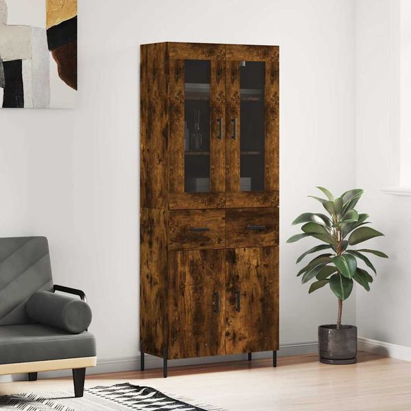 vidaXL Highboard Räuchereiche 69,5x34x180 cm Holzwerkstoff 3198542