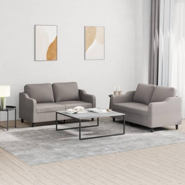 vidaXL 2-tlg. Sofagarnitur mit Kissen Taupe Stoff 3201809
