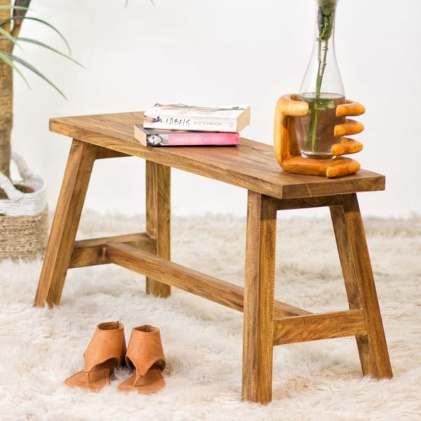 Sitzbank RANCH Antik-Natural Mahagoni ca. L90cm Massivholz Holzbank Flurbank