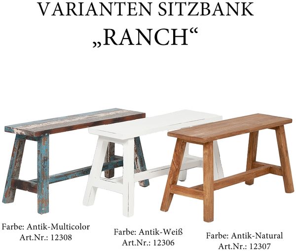 Sitzbank RANCH Antik-Natural Mahagoni ca. L90cm Massivholz Holzbank Flurbank Bild 8