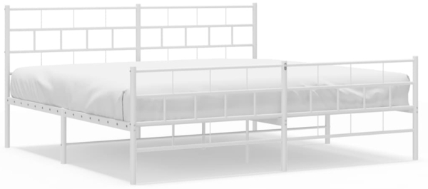vidaXL Bettgestell mit Kopf- und Fußteil, Metall, Weiß, 193x203 cm