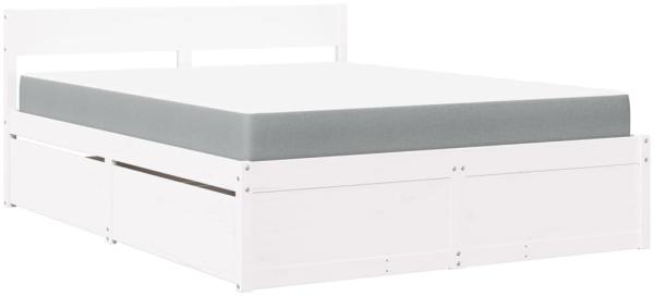 vidaXL Bett mit Schubladen und Matratze Weiß 160x200 cm Massivholz 3281893