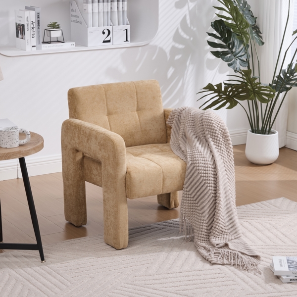 Sessel Chenille modern Relaxsessel Wohnzimmer Sitzlandschaft Lounge Sitz,Senfgelb