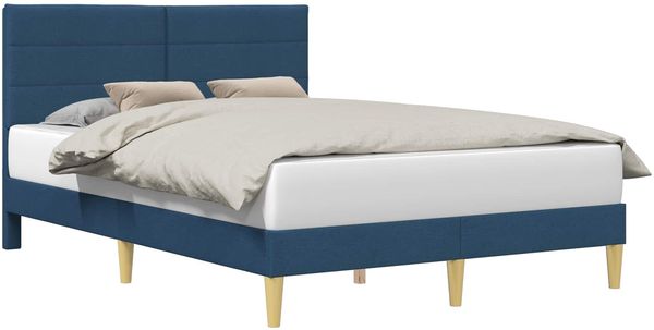 vidaXL Bettrahmen mit Kopfteil Blau 160 x 200 cm Stoff 42027599 Bild 2