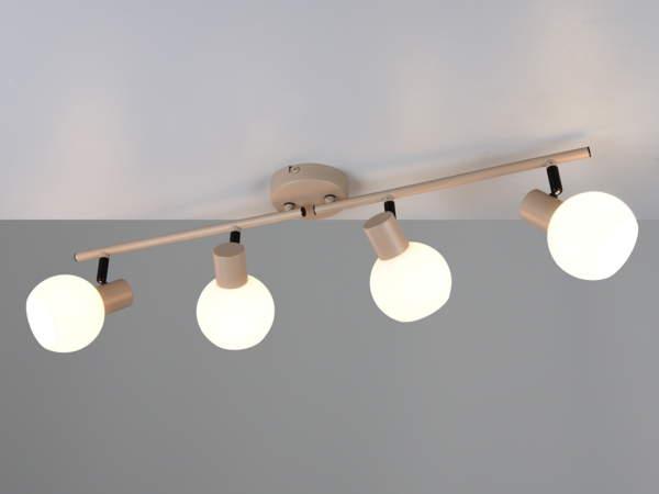 Deckenstrahler BOBA 4-flammig aus Metall in Beige mit Glasschirmen, Breite 70cm