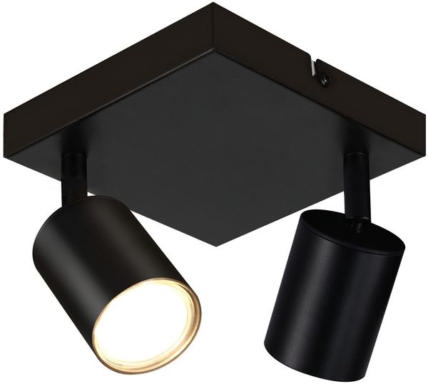 ZMH Deckenleuchte 2 flammig Deckenstrahler Schwarz - Deckenlampe eckig Deckenspots Flur GU10 Modern Flurlampe Decke 330° Schwenkbar Wandstrahler aus Metall für Wohnzimmer Küche - Ohne Leuchtmittel