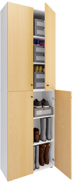 VCM Schuhschrank Lona 919217 Weiß / Buche H. 220 x B. 70 x T. 40cm