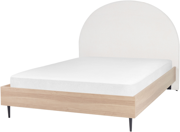 Bett mit Lattenrost MILLAY 140 x 200 cm Stoff Cremeweiß
