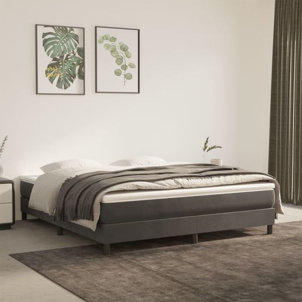 vidaXL Boxspringbett mit Matratze Dunkelgrau 160x200 cm Samt 3144340