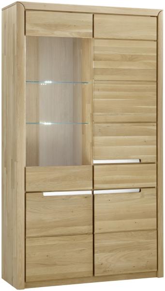 Vitrinenschrank Massivholz Ianka 114x198x41 Vitrine Wildeiche Bianco geölt 20009