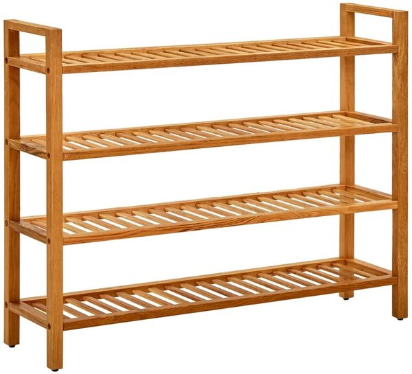 vidaXL Schuhregal mit 4 Etagen 100x27x80 cm Massivholz Eiche 331750
