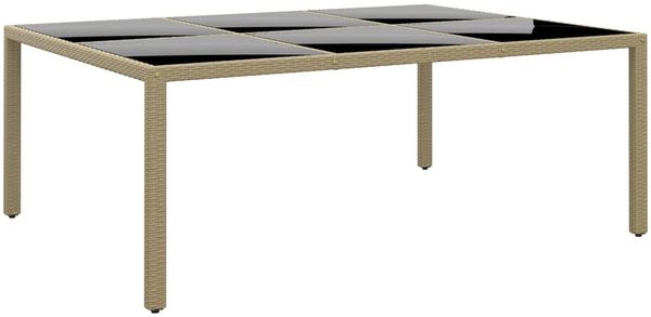 vidaXL Gartentisch 200x150x75 cm Hartglas und Poly Rattan Beige 310588