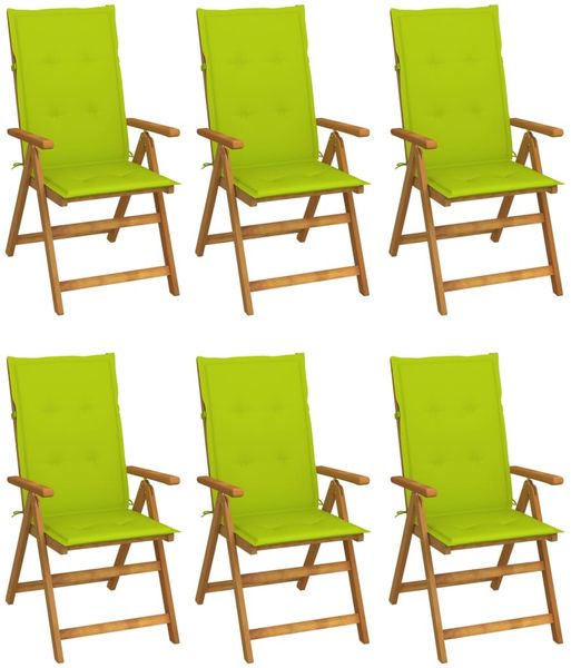 vidaXL Klappbare Gartenstühle 6 Stk. mit Auflagen Massivholz Akazie 3064130