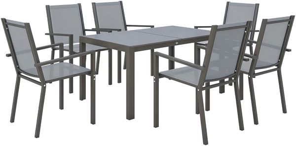 Gartenmöbel-Set mit stapelbaren Stühlen und Stahlgestell für Terrasse und Balkon, hellgrau