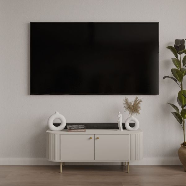 Ovalio TV-Board Typ 302 Lowboard 123 cm TV-Schrank Wohnzimmer Esszimmer Anrichte Modern Farbwahl Sandbeige, Cremona-Eiche und Dunin-Eiche