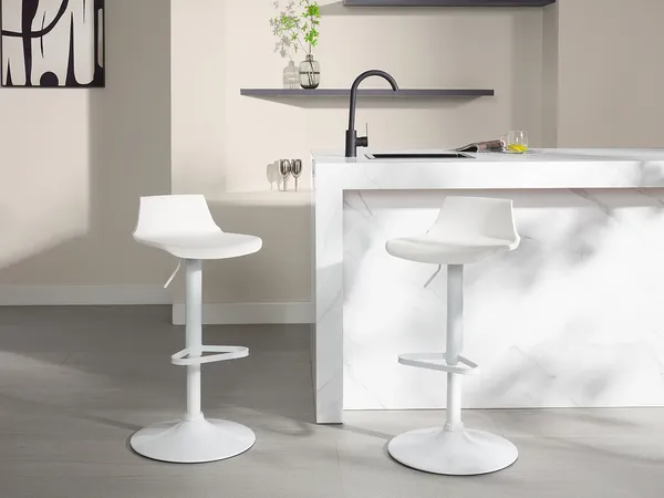 Vente-unique - Barhocker höhenverstellbar - Polypropylen - Weiß - CALAS