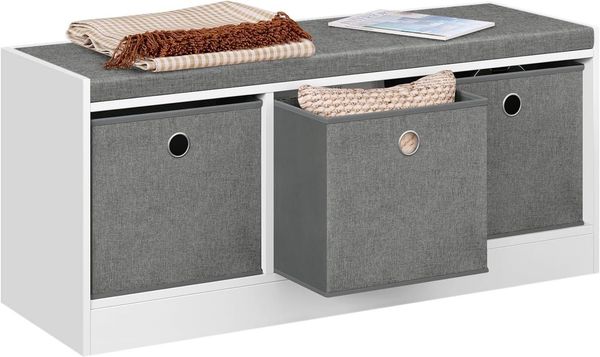 Woltu Schuhbank (1-St), mit Sitzfläche, Sitzbank mit Stauraum, 3 Stoffschubladen