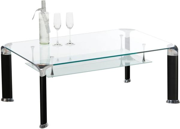 Alberto Couchtisch: Modernes Design aus Sicherheitsglas & Metall, 100x42x60cm, mit 2 Ablagen, Einfach zu montieren, Stilvoll & Praktisch