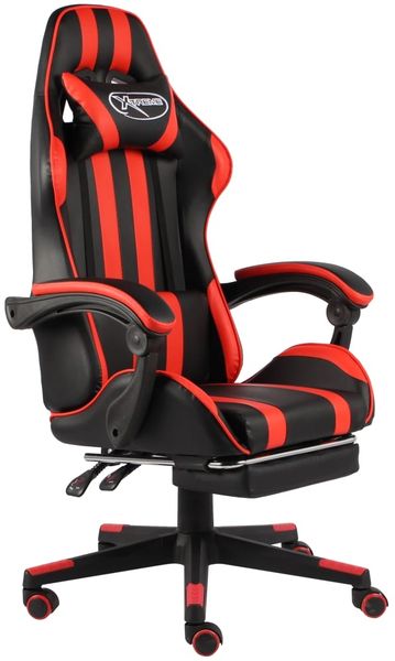 Gaming Stuhl, Bürostuhl mit Fußstütze Schwarz und Rot Kunstleder