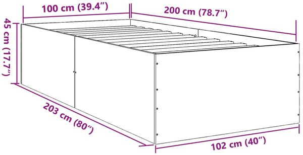 vidaXL Bettgestell Räuchereiche 100x200 cm Holzwerkstoff 3280962 Bild 10