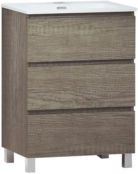 Baikal Trix Badezimmermöbel, 60 cm, 3 Schubladen, mit Beinen, Verschiedene Ausführungen und Maße, montiert, 3 Schubladen, 60 cm Nebraska