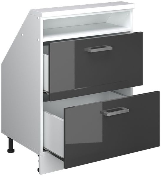 Dachschrägenschrank Rion Anthrazit Hochglanz/Weiß mit 2 Schubladen Vicco Bild 4