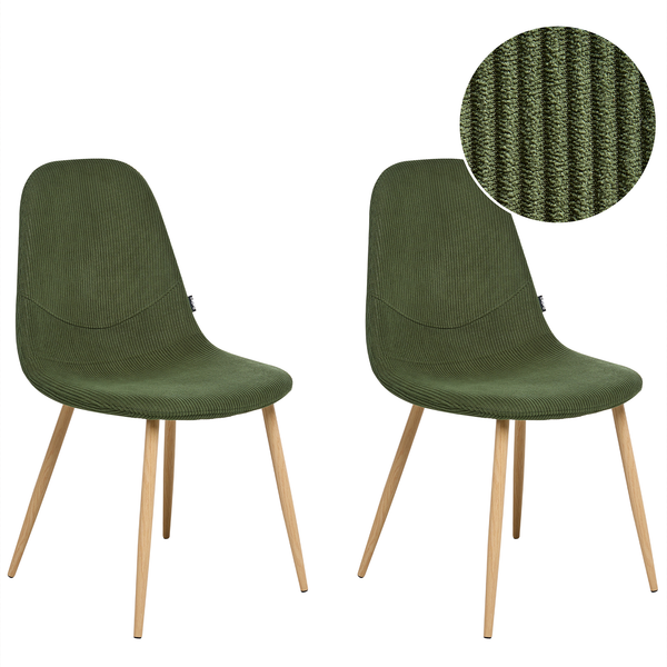 Esszimmerstuhl 2er Set HILDEN Cord Grün
