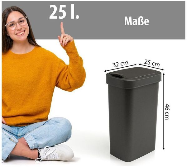 Hausfelder Mülleimer Abfalleimer 10 Liter mit Klapp. Schwingdeckell, 3er Set, 3x10 l, Made in Germany, mit Klapp- und Schwingdeckel, robuste Konstruktion