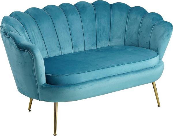 Muschelsofa Metall Gold Samt Blau