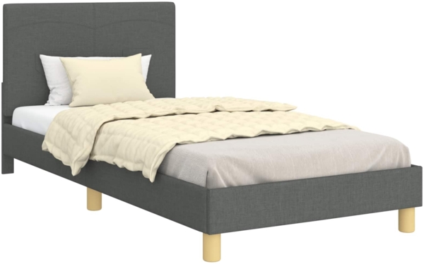 vidaXL Kinderbettgestell mit Kopfteil Dunkelgrau 80x200 cm Stoff 42010990