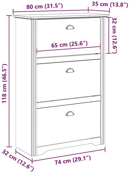 vidaXL Schuhregal BODO Weiß und Braun 80x35x118 cm 4016882 Bild 9