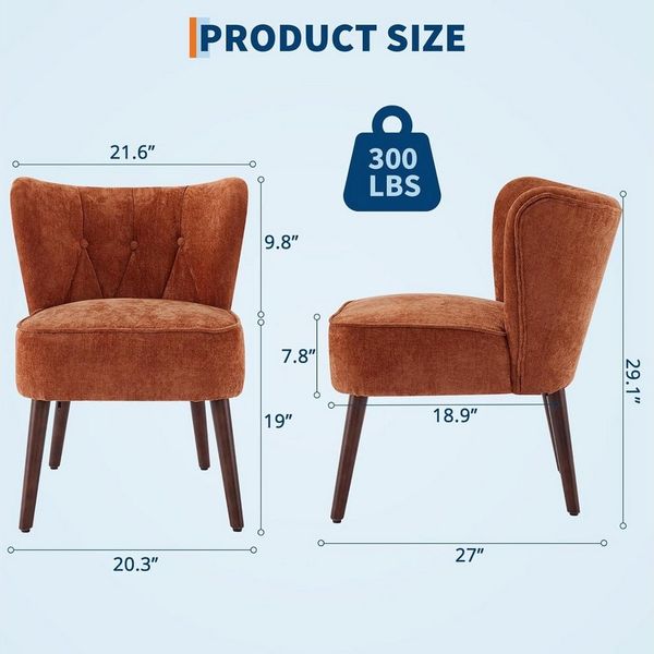 GarveeMore Ohrensessel Moderner für Wohnzimmer,Akzent aus gepolstertem Stoff, Einzelsofa-Sessel mit Lounge-Sitz und Holzbeinen für Büro/Schlafzimmer