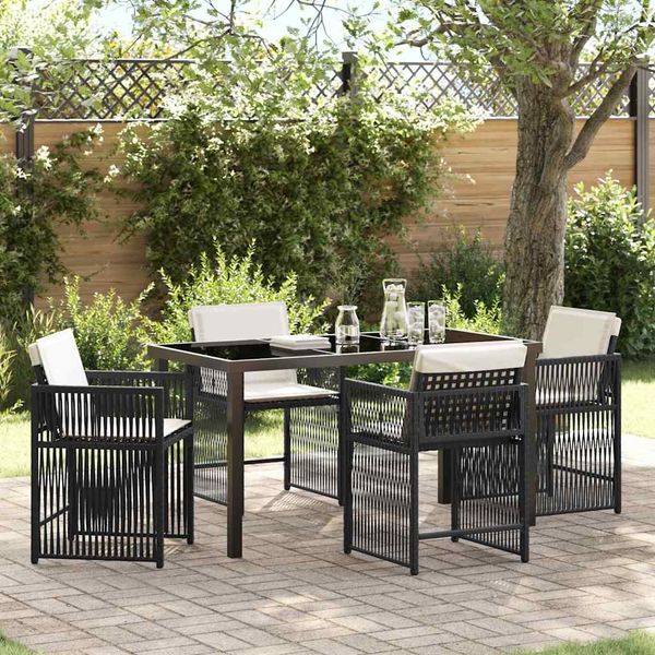 vidaXL Garten Essgruppe 5 pcs Schwarz Poly-Rattan 3380770