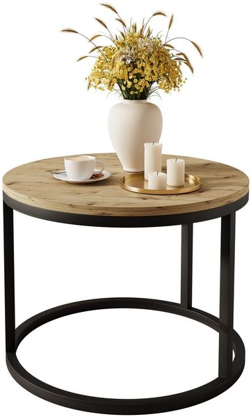 Lookway Couchtisch CIRI mit einer Platte in Holzdekor (1x Couchtisch), Durchmesser: ⌀60 cm