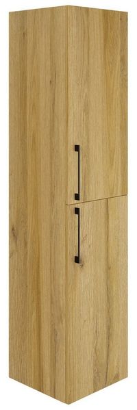 Karen Badmöbel-Set Hochschrank Verona, (Optionaler Hochschrank, 1-St, Hochschrank mit Türen & Regalen), Holzfurnier, Bügelgriffe, Natürliches Design, Softclose