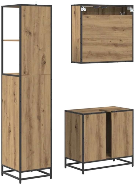 vidaXL Badezimmermöbel-Set mit Regal 3 pcs Artisan-Eiche Holzwerkstoff 3402327 Bild 6