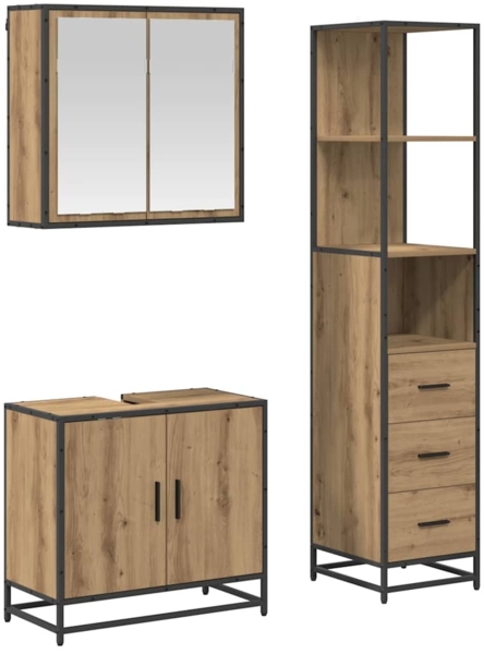 vidaXL Badezimmermöbel-Set mit Regal 3 pcs Artisan-Eiche Holzwerkstoff 3402327 Bild 1