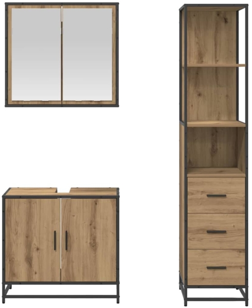 vidaXL Badezimmermöbel-Set mit Regal 3 pcs Artisan-Eiche Holzwerkstoff 3402327 Bild 5