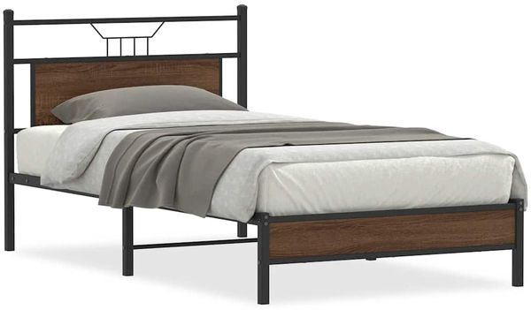 Einzelbettgestell Design für Erwachsene ohne Matratze Braun Eiche 100x190 cm Holzwerkstoff d4121e