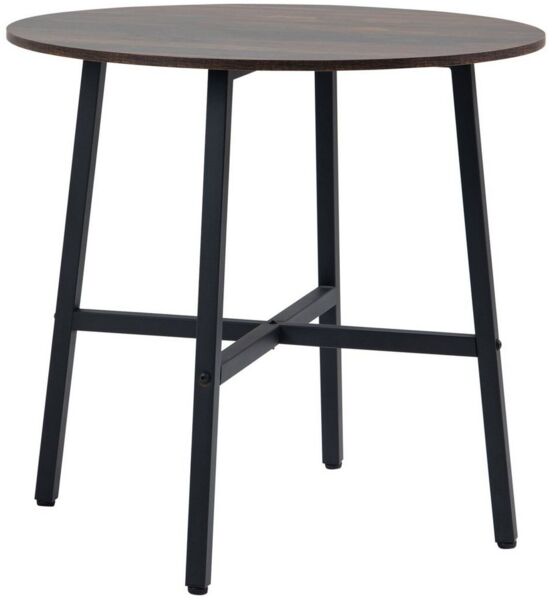 HOMCOM Esstisch Esszimmertisch für 4 Personen (Küchentisch, 1-St, Wohnzimmertisch), Stahl, Braun, Ø80 x 76 cm