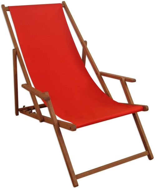 Strandstuhl rot Sonnenliege Gartenliege Buche dunkel Sonnendach Tisch Kissen 10-308 S T KD Bild 14