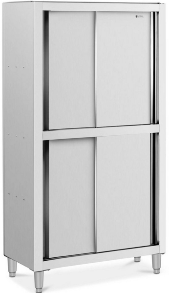 Royal Catering Vorratsschrank 100 x 50 x 180 cm Geschirrschrank Edelstahl Hochschrank Schiebetüren