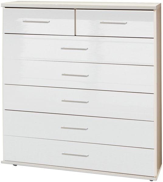 Schubkastenkommode >Clack< in HOCHGLANZ LACK WEISS - 90x106x40cm (BxHxT)
