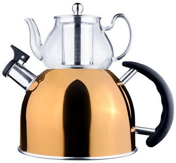 alesvelt Caydanlik-Teekanne Gaya Retro 2er Set Glaskanne Hitzebeständig 2,5 L