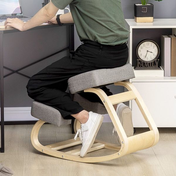 Vinsetto Stuhl Ergonomischer Kniestuhl zur Verbesserung der Körperhaltung (Gesundheitsstuhl, 1 St), für Zuhause, Büro, Grau