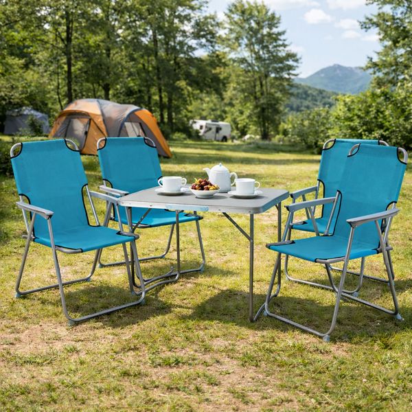 5-teiliges Campingmöbel Set Alu L80xB60xH68cm Petrol