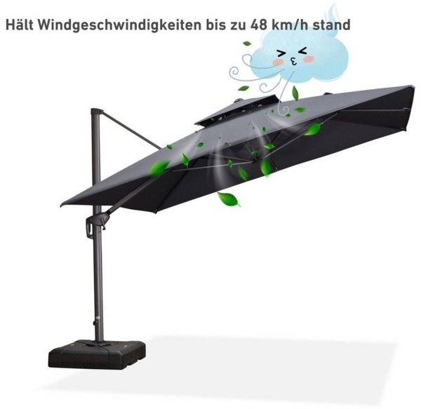 PURPLE LEAF Ampelschirm Außenbereich Alu Doppeldach Sonnenschirm Sonnenschirm, Terrassenschirm, LxB: 300,00x300,00 cm, für Terrasse, Balkon Bild 1